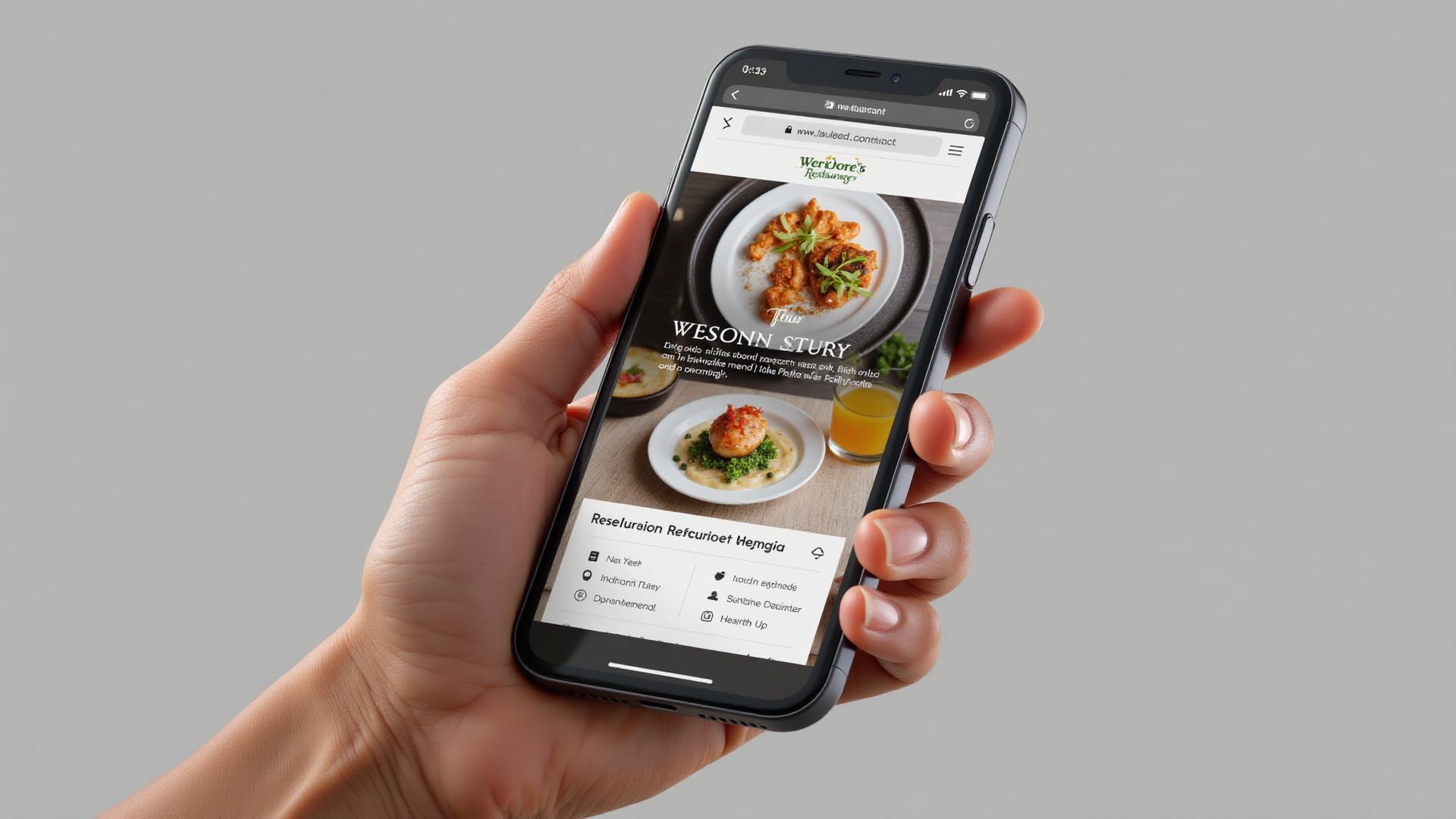 Restaurant website mockup on smartphone